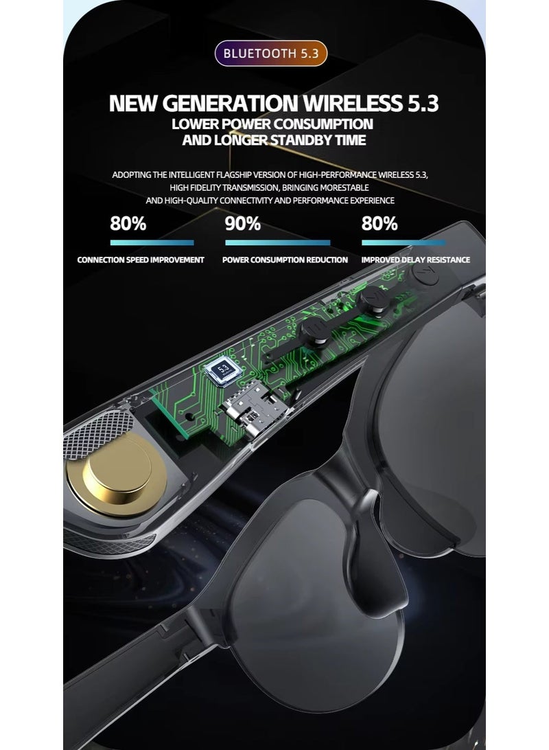 2-in-1 Smart Round Sunglasses & Wireless Stereo Sports Earphones, Waterproof Design for Sweat & Rain, Touch Control Operation, Built-in HD Microphone for Clear Calls, Unisex Fashion Style, Comfortable & Stable Wearing, Suitable for Sports, Commute & Outdoor Activities, Combined Sun Protection & Music Entertainment, Perfect Blend of Smart Wearable & Fashion Accessory - Image 2